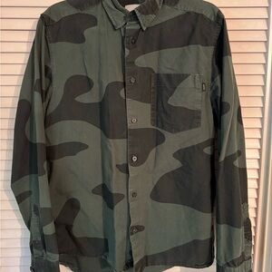 Wesc Dark Green Camo Long Sleeve Button Up Shirt